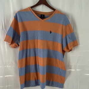 U.S. Polo Assn. Orange and Blue Short Sleeve Tee